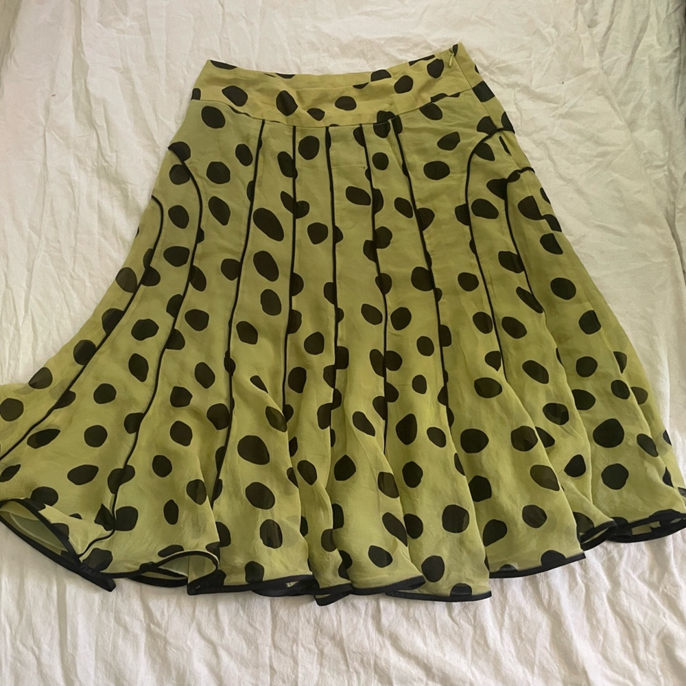 Polka Dot Flare Skirt - Green and Black